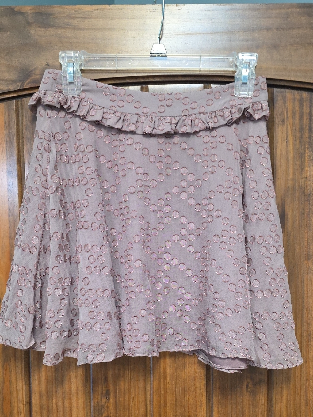 House of Harlow 1960 X Revolve Mauve Eyelet Ruffle A-Line Skirt -Size S